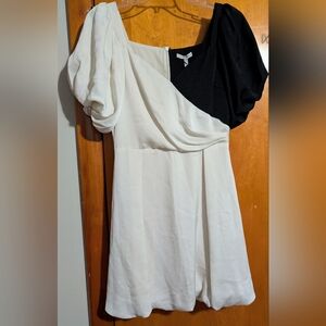 Atoir Womens Lost To the Night Mini Dress Puff Sleeve Black Ivory US 4